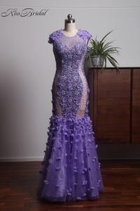 Wholesale vestidos light purple for sale - Group buy Party Dresses Luxury Crystal Beaded Evening With Flowers Light Purple Prom Dress Long Sleeveless Vestido De Festa