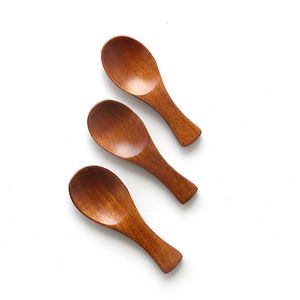 Mini Wooden Spoon Teaspoon Condiment Utensil Tea Coffee Kids Ice Cream Scoop Tableware Tool DH9375