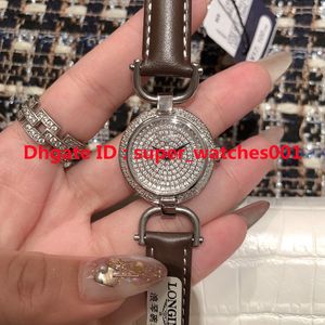 Babysbreath Knight Series Luxusuhr Damenuhren 26 mm Schweizer Quarz-Diamantzifferblatt, feines Stahlgehäuse, italienisches Kalbslederarmband Armbanduhren