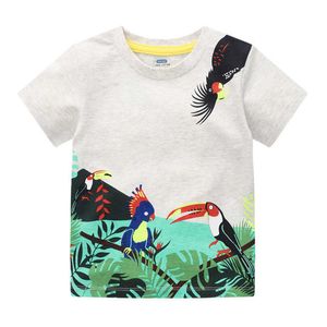 Jumping Meters Girls Summer T shirts With Animals Print Baby Cotton Bird Clothes Cute Toddler Short-Sleeve Kids Clothing 210529