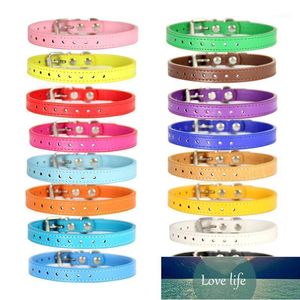 Dog Collars Smycze PU Leather Solid Solid Colorful Pet Collar Do Małe Średnie Duże Psy Szyi Pasek Regulowany Safe Puppy Kot Koty Col