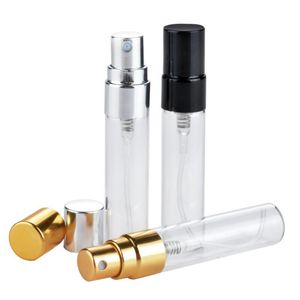2022 Nowy 5 ml Puste Przenośne Przenośne Próbki Perfumy Atomizer Transparent Szklany Spray Butelka ze złotem