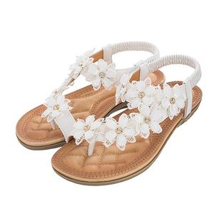 Wholesale classic sandals flower resale online - Flower Women Sandals Flat Casual Gladiator Summer Shoes Plus Size Classic Female Fashion Beach