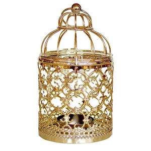 Ljushållare Te Ljus Hängande Lantern Bird Cage Craft Home Dekorativ Hållbar Hållare Plating Iron European Style Ornament