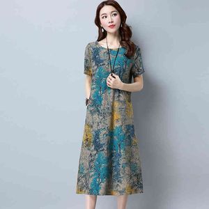 Women long dress Dresses elegant Loose Plus size Casual Dress work Wear Printing Large 3577 50 210510