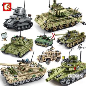 SEMBO Military WW2 Army Action Figures VT4 T34 Z9 Main Battle Tank Vehicle Model Building Blocks Kits Kids Educational Toys Gift H0824