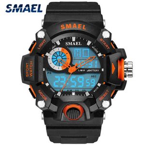 Smael Watch Men Fashion Military Sportクォーツ時計メンズウォッチトップブランドラグジュアリーLEDデジタルメンズ腕時計リリーゴノX0524