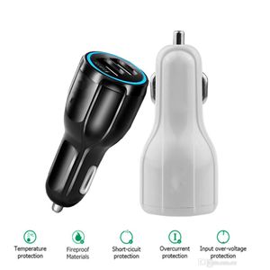 Fashion QC 3.0 Car Charger 5V 3.1A Snabbladdadapter för iPhone Samsung S10 S9 Obs 9 surfplatta Dubbel USB -telefon Fastbilladdare