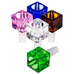 Buntes Rauchen 14 mm 18 mm männlicher Shisha-Adapter-Anschluss-Schnittstelle Glasschüssel-Behälter Tabak-Ölplattformen quadratische Diamanten Gefäßhalter Bong-Down-Stamm-Werkzeug DHL-frei