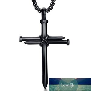 New Fashion Cross Necklace Men Punk Nail Styling Pendant Black Gold Silver Color Chain Creative Necklace Gifts Factory price expert design Quality Latest Style