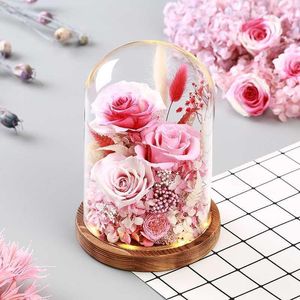 Decorative Flowers & Wreaths Dried Ornament Home Decor Desktop Led Lamps Night Lights Rose Flower For Valentine's Day Christmas Year Gift