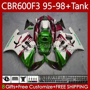 Body Kit For HONDA Bodywork CBR600F3 600CC 600FS 64No.192 CBR 600 600F3 95-98 CBR600 F3 FS CC 97 98 95 96 CBR600FS Green red CBR600-F3 1997 1998 1995 1996 Fairing +Tank