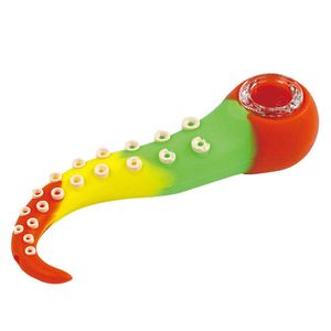 4,5 '' Bläckfisk Handrör Rökrör Oljeplattform Silikon Bongs Rök Bong Bläckfisk DAB Rigs Portable Tobacco Pipestem Vaxbrännare med glasskål