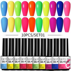 Nail Art Kits LilyCute 10 шт. / Набор Польский набор обнаженные блеск Весна Вернис Полуметражный впитающий ультрафиолетовый Светодиодный гель налить Les OnGles