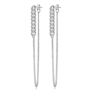 ZEMIOR Simple Style Drop Earring For Women S925 Sterling Silver Long Line Chain Earrings Life Show Love Fine Jewelry