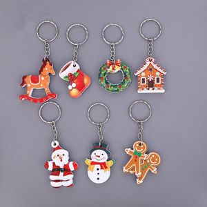 Christmas Keychain Bonito Resina Cartoon Key Pingente Ornaments Xmas Decoração Crafts Presentes Livre DHL Navio HH21-685