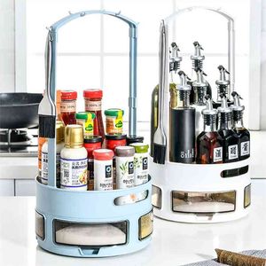 Multifunctional Rotating Shelf Anti-skid Put Seasoning Bottle Kitchen Houseware Storage Tray Box 210423