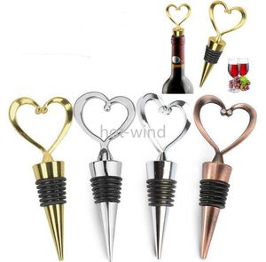 Bar Tools Rose Gold Silver Elegant Heart Lover Shaped Red Wine Champagne Metal Wines Bottle Stopper Valentines For Wedding Gifts EE