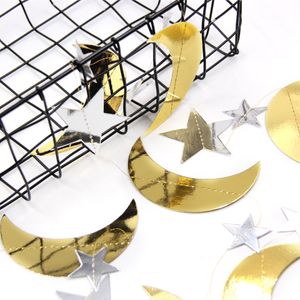 2M Banner Flagi Mirror Moon FivePointed Star String Pull Flowing Wiszący Banner Ramadan Festival Dekoracja Eid Decor Wiselant Ornaments