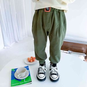 Spring Autumn boys casual cotton cargo pants kids children all-match ankle banded trousers 210508
