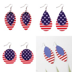 Leder-Ohrhänger mit Sternen und Streifen, Marquise-Form, für Frauen, Geschenk zum Unabhängigkeitstag, amerikanische Flagge, Leder-Ohrhänger X0709 X0710