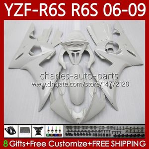 Fairings de Moto para Yamaha YZF-R6S YZF R6 S 600 CC YZF600 2006-2009 Corpo 96No.169 YZFR6S 2006 2007 2009 2006 2007 2009 YZF-600 600CC YZF R6S 06 07 08 09 Kit de carroçaria branca de pérola