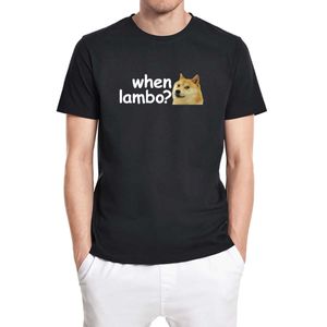 Doge Dogecoin Crypto Meme Bitcoin Kiedy Lambo T-shirt Funny Unisex Koszula męska Krótki rękaw Tshirt 100% Bawełna Tee 210629