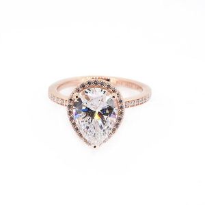 Anello a cuore in oro rosa 18 carati con diamanti ANELLI nuziali in cristallo per Pandora in argento 925 con cofanetti originali