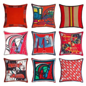 Cushion/Decorative Pillow Velvet Fabric Luxury Duplex Full Printing Red Color Home Sofa Cushion Cover Pillowcase Without Core Car Seat Livin
