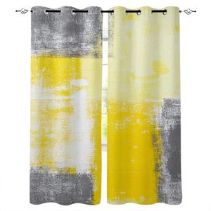 Cortina cortinas pintura a óleo geométrica amarelo janelas cortinas para sala de estar criança quarto tratamento de janela cega cozinha