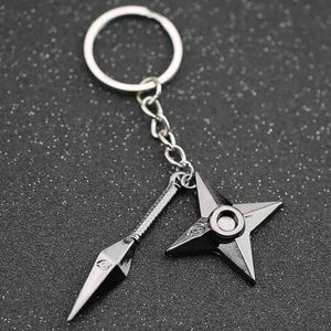Kunai Dart Keychain Shuriken Weapon Konoha Uzumaki Sasuke Itachi Black Keyring Key Chain Ring Ninja Anime Jewelry Whole