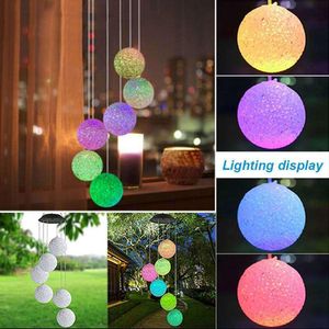 Stringhe Luci a sfera solare impermeabili Campanelli eolici che cambiano colore Lampada LED Stringa decorativa per esterni da giardino Decorazioni natalizie 0,6 W