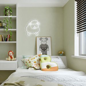Sheep Sign White Neon Lights Children's ktv cute beautiful Bedroom Wall Decoration Residential 12 V Super Bright