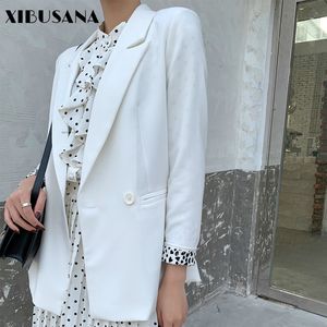 Kobiety Korea Elegancka Loose Ol Style Blazers Kurtki Spring Leopard Rękaw Podwójne Garnitury Colthing Mujer Znosić 210423