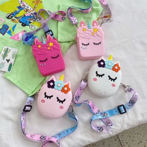 Princesa doce com unicórnio silicone sela bolsa para crianças menina moda estilo coreano pai saco de criança por atacado bonitinho pequeno bolso presente