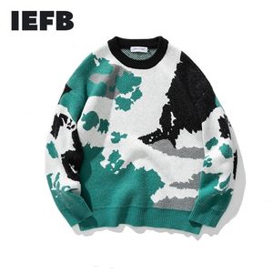 IEFB /men's clothing South summer dress Autumn Sweater camouflage style couple loose ins trendy knitwear men 210524