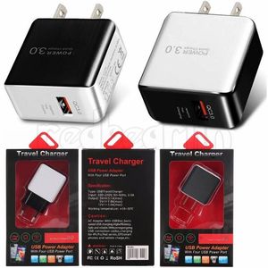 QC Fast Wall Charger USB Snabbladdare US EU Plug adapter för iPhone Pro Samsung S10 S9 Xiaomi Power Plug