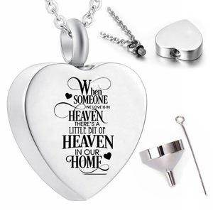 Acciaio inossidabile Acciaio in argento Famiglia di cremazione Gioielli Ashes Urn Ciondolo Collana Collana Gioielli Souvenir-con kit di riempimento