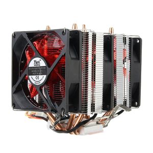 ingrosso Cpu Rosso-4 tubi di calore Red LED CPU Raffreddamento del raffreddamento del raffreddamento della ventola per AMD AM2 AM3 Intel LGA