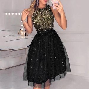 Herrenjacken Elegante Damen Sexy Glitzerkleid Ärmellose Pailletten Mesh Kleider Glänzende Abendparty Club Jahre Mini Damen # J30