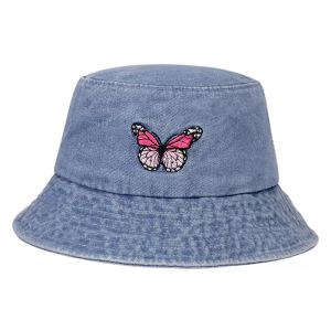 Cappello in denim con ricamo a farfalla Cappello estivo da donna Designer Panama Cappellino da pesca Cappellino da donna Cappellino da sole hip-hop