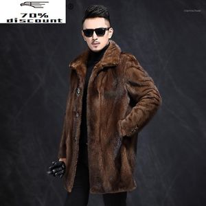 Herren Leder Faux Natur Jacken Winter Echt Mantel Männer Lange Luxus Jacke Braun Herren 2021 3825 KJ2021