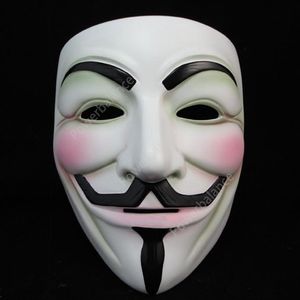 Branco v máscara mascarada máscara halloween full face máscaras festa adereços vendetta anônimo filme cara máscaras DHP68