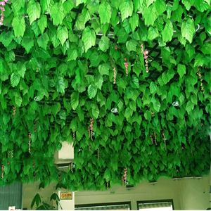 Artificial Green Garlands 230CM Plastic Grape Leaf Vines Ornament For Indoor Outdoor Wall Decor Garden Supplies 48 PCS