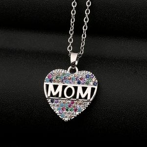 Mom Halsketten Ziron Diamond Herz Anh￤nger Halskette Edelstahlketten Mutter Tag Geschenk Mode Schmuck Wille und Sandy