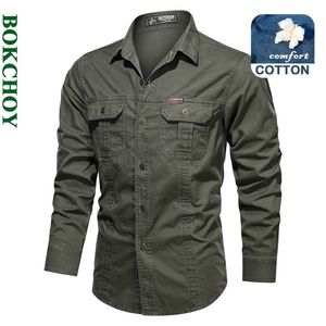 Höstens Casual Bomull Solid Långärmad Safari Style Shirt GML04-C311 210626