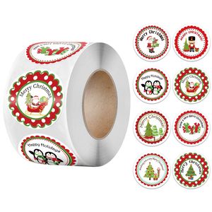 500pcs God julklistermärkear / djur Snögubbe Träd Dekorativa klistermärken Förpackning Presentförpackning Märke Julkorgar Storlek 1.5inch / 3.8cm DHL Gratis