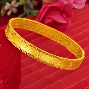Сплошной простой манжеты браслет женские ювелирные изделия 18k желтое золото заполнено красивый подарок