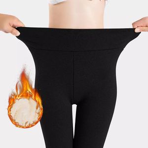 Leggings femininas quentes de inverno skinny grossas de veludo lã lã calças calças de caxemira de pele de cordeiro feminina