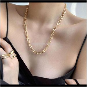 Pendant Necklaces & Jewelry Drop Delivery 2021 Pendants Ins Net Red Cool Wind Thick Female Minority Gold U-Shaped Lock Necklace Clavicle Chai